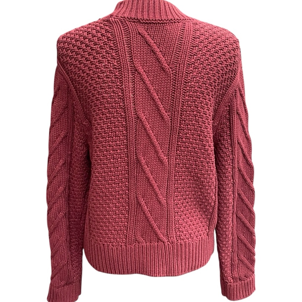 Jackson Rowe Mulled Wine Cotton Neptune Cable Knit Crew Neck Sweater (XS) - Picture 9 of 14